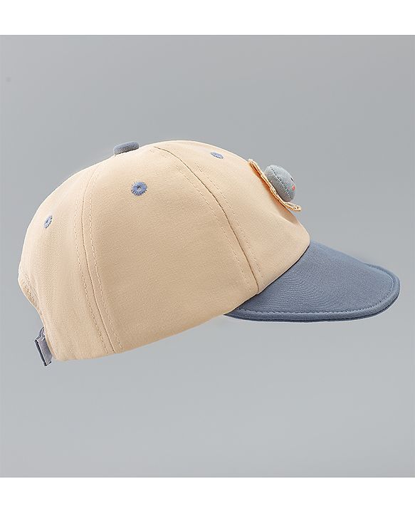 Babyhug Cotton Baseball Cap With Lion Applique Light Blue - Diameter 17 cm