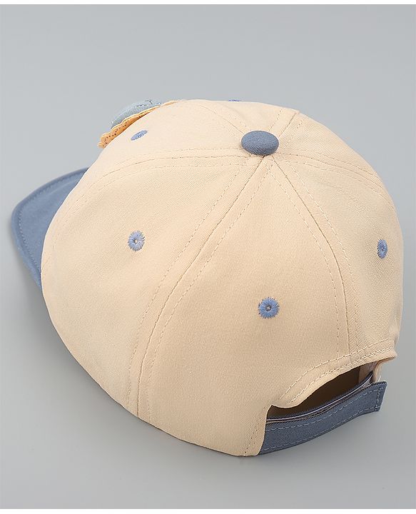 Babyhug Cotton Baseball Cap With Lion Applique Light Blue - Diameter 17 cm