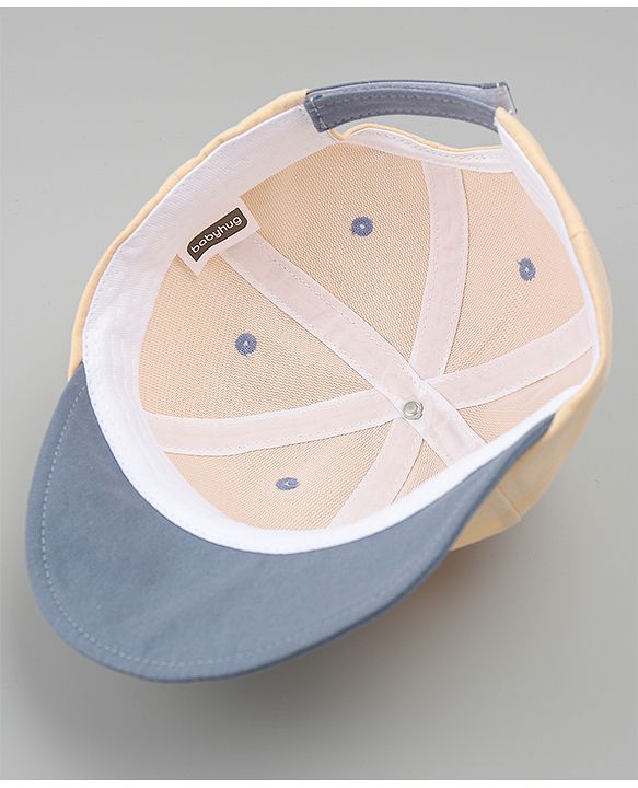 Babyhug Cotton Baseball Cap With Lion Applique Light Blue - Diameter 17 cm