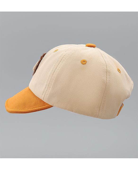 Babyhug Cotton Baseball Cap With Lion Applique Light Blue - Diameter 17 cm