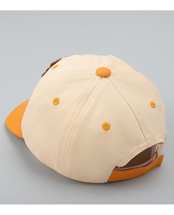 Babyhug Cotton Baseball Cap With Lion Applique Light Blue - Diameter 17 cm