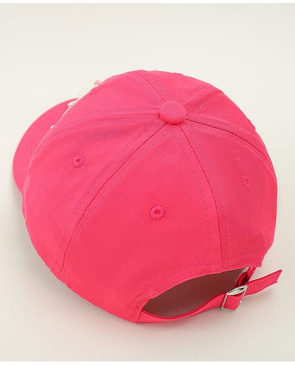 Pine Kids Cotton Baseball Cap With Bow Applique Fuchsia - Diameter 17 cm
