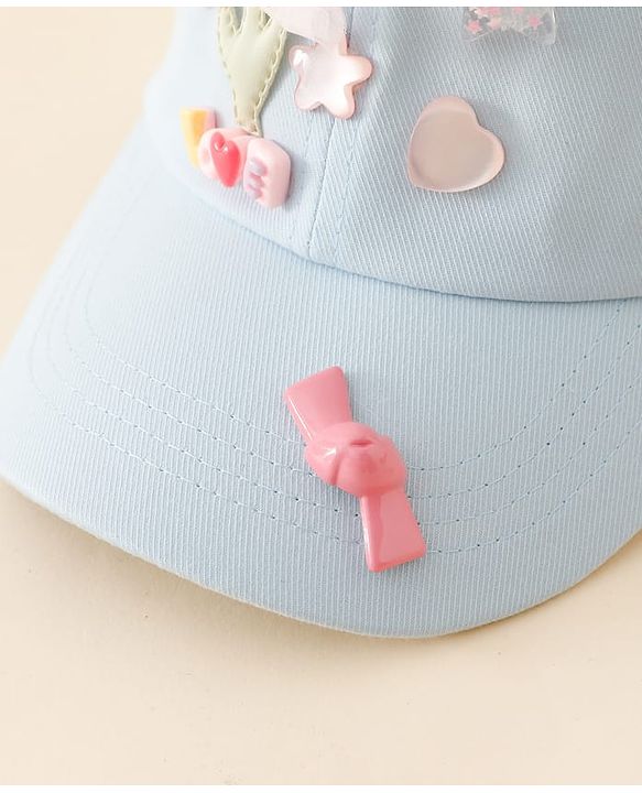Pine Kids Cotton Baseball Cap With Heart & Star Applique Light Blue - Diameter 17 cm