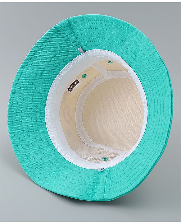 Babyhug Cotton Bucket Hat With Applique Sea Green - Diameter 17 cm