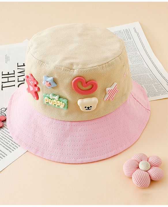 Babyhug Cotton Bucket Hat With Applique Sea Green - Diameter 17 cm