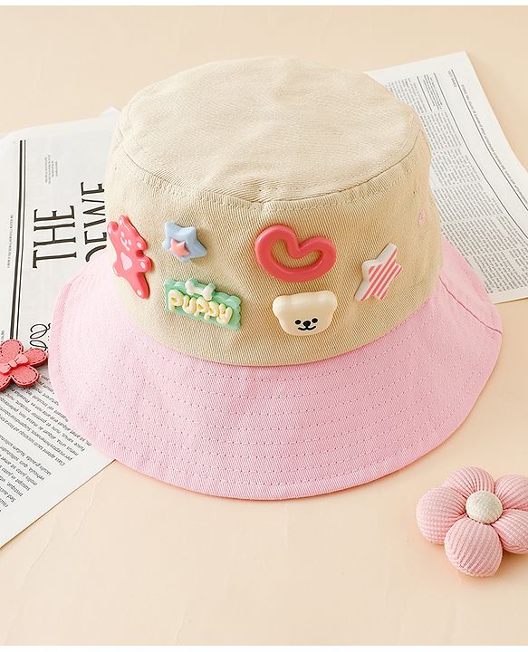 Babyhug Cotton Bucket Hat With Applique Sea Green - Diameter 17 cm