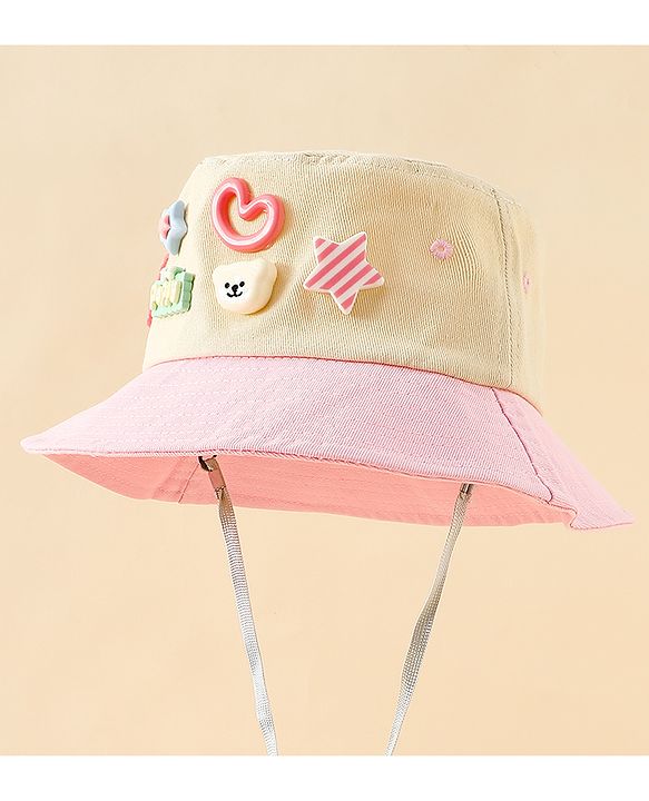 Babyhug Cotton Bucket Hat With Applique Sea Green - Diameter 17 cm