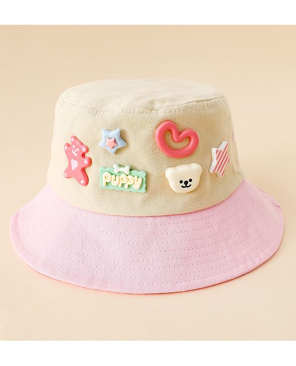 Babyhug Cotton Bucket Hat With Applique Sea Green - Diameter 17 cm