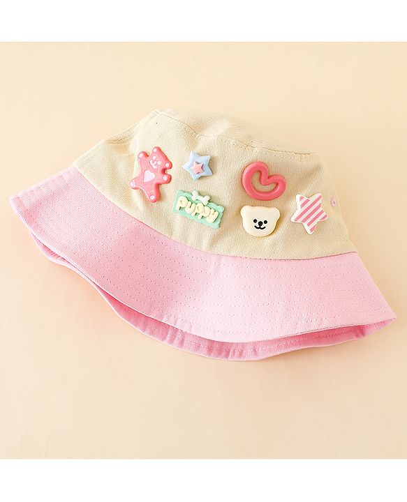 Babyhug Cotton Bucket Hat With Applique Sea Green - Diameter 17 cm