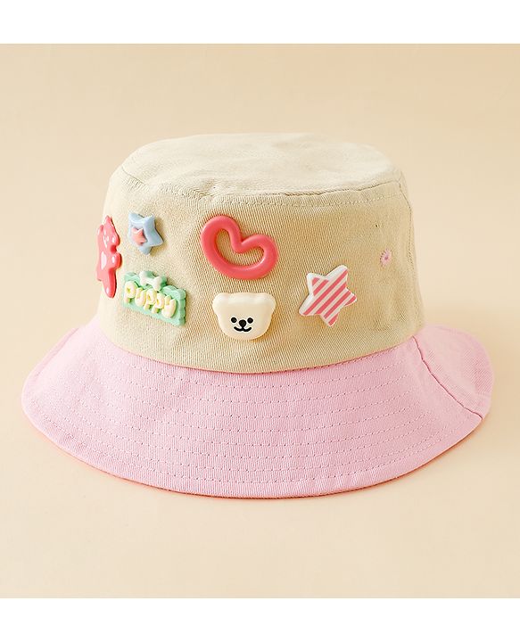 Babyhug Cotton Bucket Hat With Applique Sea Green - Diameter 17 cm