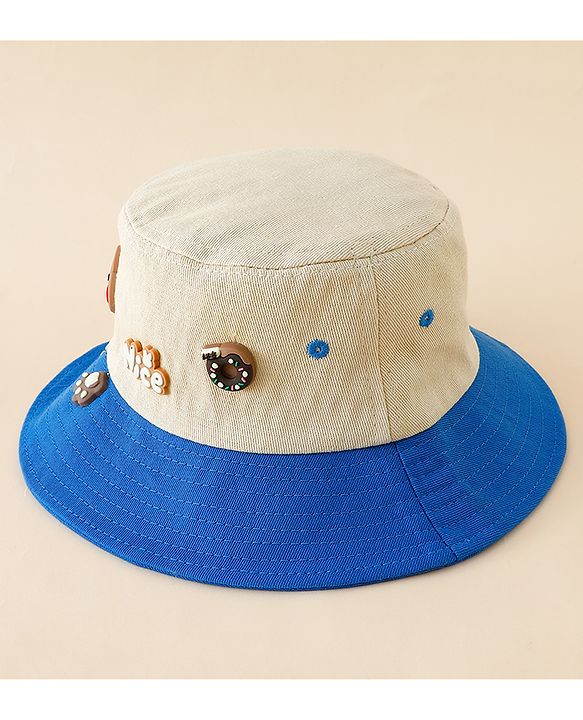 Babyhug Cotton Bucket Hat With Teddy Bear Applique Brown - Diameter 17 cm