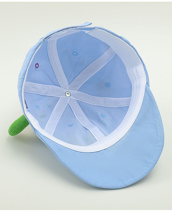 Babyhug Cotton Baseball Cap With Dino Applique Beige - Diameter 17 cm