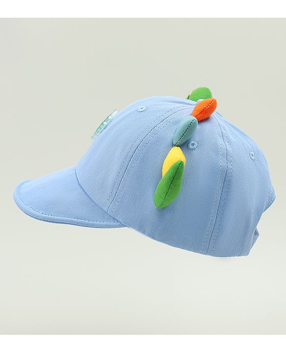 Babyhug Cotton Baseball Cap With Dino Applique Beige - Diameter 17 cm