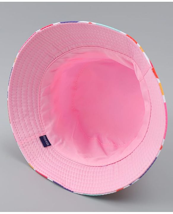 Pine Kids Bucket Hat With Heart Print White - Diameter 17 cm