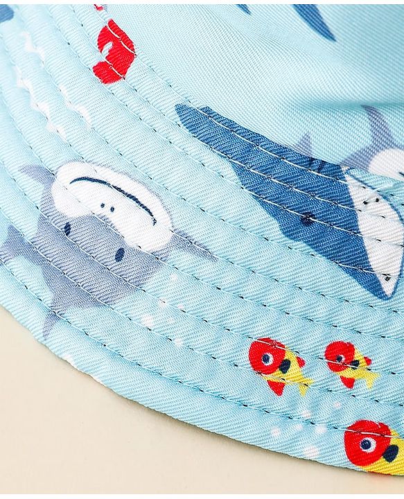 Pine Kids Bucket Hat With Shark Print Light Blue - Diameter 17 cm
