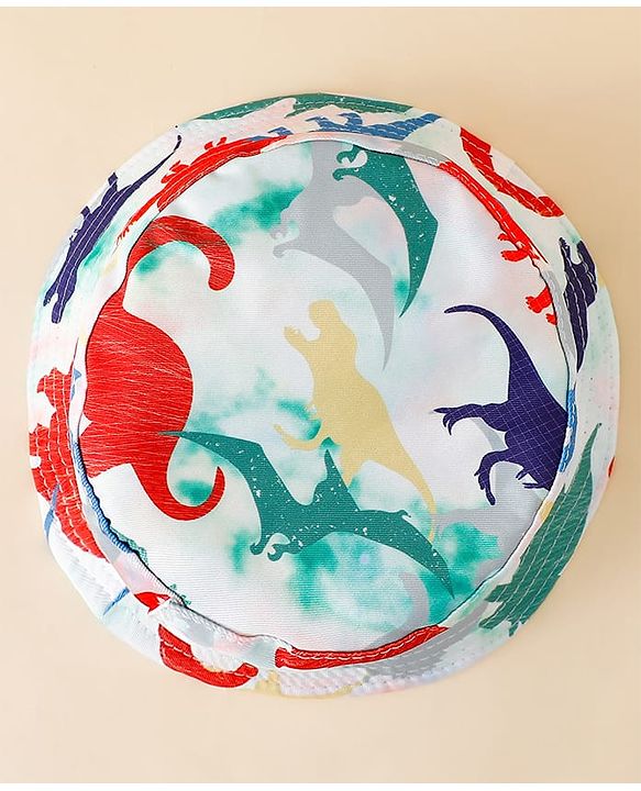 Pine Kids Bucket Hat With Dino Print White - Diameter 17 cm