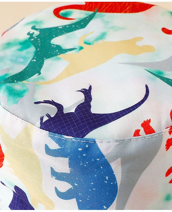 Pine Kids Bucket Hat With Dino Print White - Diameter 17 cm