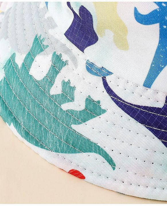 Pine Kids Bucket Hat With Dino Print White - Diameter 17 cm