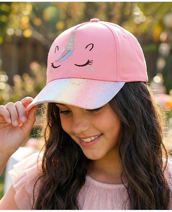 Pine Kids Baseball Cap With Unicorn Embroidery Pink - Diameter 17 cm