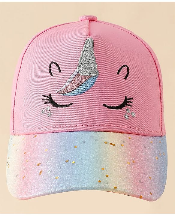 Pine Kids Baseball Cap With Unicorn Embroidery Pink - Diameter 17 cm
