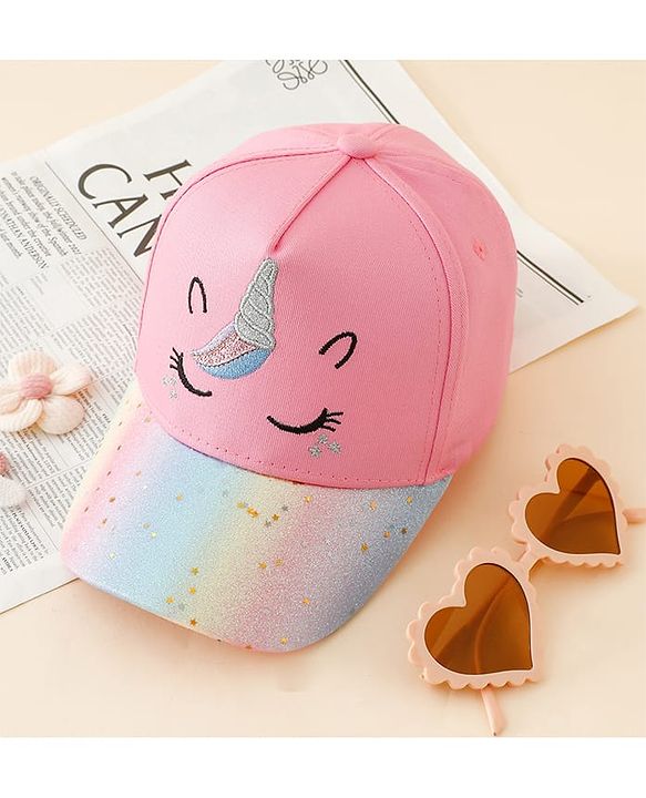 Pine Kids Baseball Cap With Unicorn Embroidery Pink - Diameter 17 cm