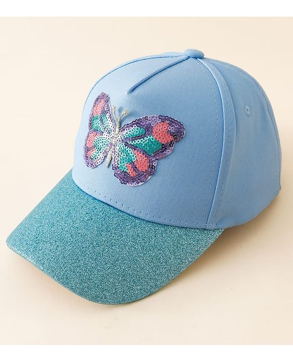 Pine Kids Baseball Cap With Butterfly Sequin Detailing Light Blue - Diameter 17 cm