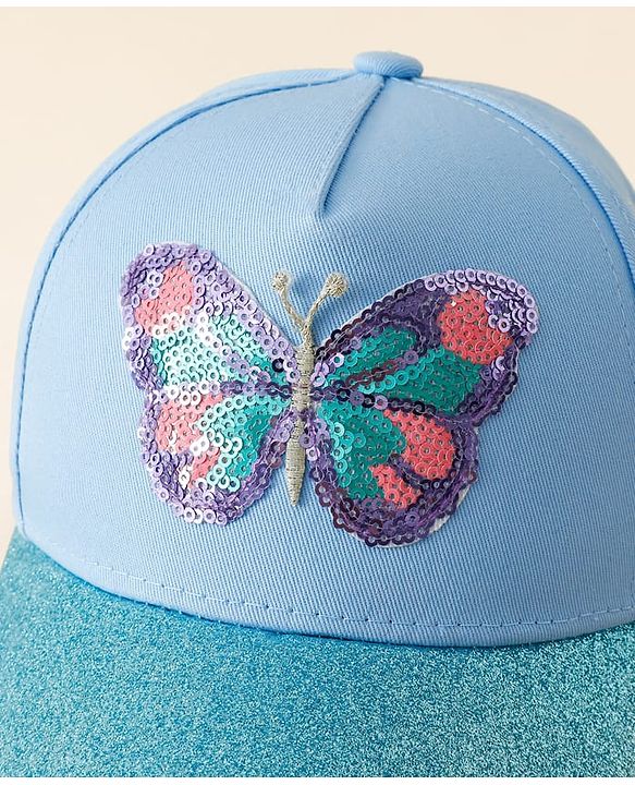 Pine Kids Baseball Cap With Butterfly Sequin Detailing Light Blue - Diameter 17 cm
