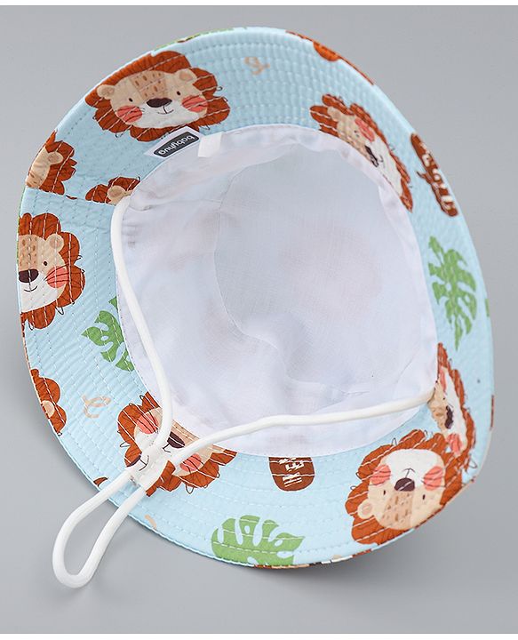 Babyhug Bucket Hat with Jungle Theme Print Light Blue - Diameter 16 cm