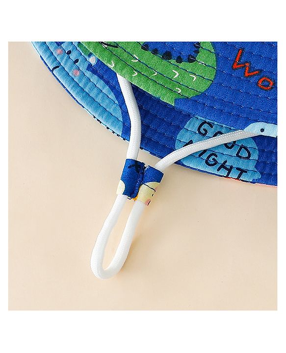 Babyhug Bucket Hat with Jungle Theme Print Blue - Diameter 16 cm
