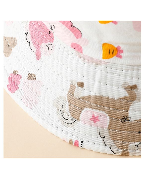 Babyhug Bucket Hat with Unicorn Print White - Diameter 17 cm