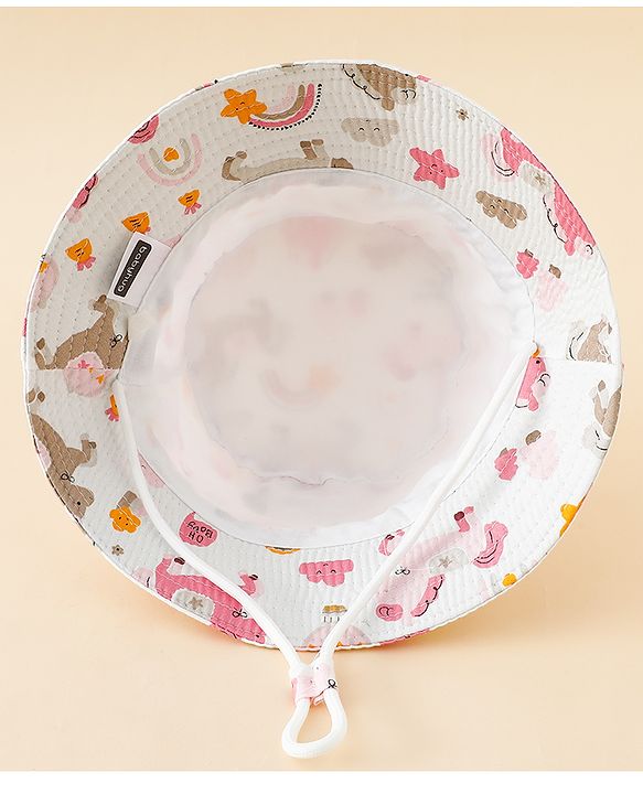 Babyhug Bucket Hat with Unicorn Print White - Diameter 17 cm