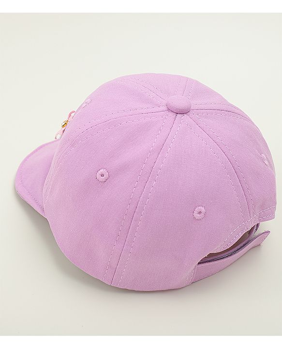 Babyhug Cotton Baseball Cap With Floral Applique Light Blue - Diameter 17 cm