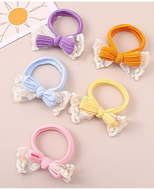 Pine Kids Hair Rubber Bands  Free Size Pack of 5 - Multicolor