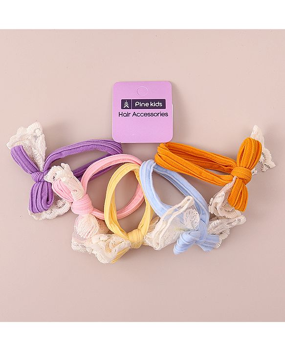 Pine Kids Hair Rubber Bands  Free Size Pack of 5 - Multicolor