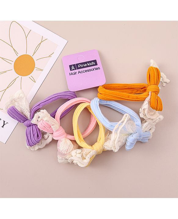 Pine Kids Hair Rubber Bands  Free Size Pack of 5 - Multicolor