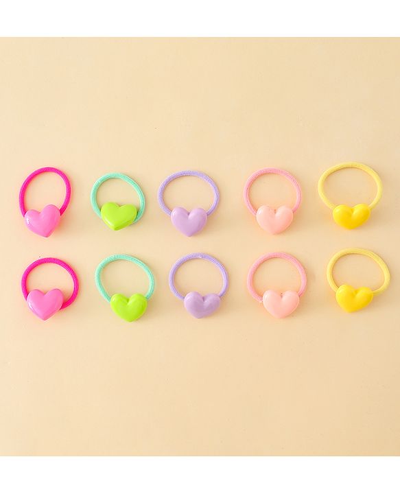 Babyhug Hair Rubber Bands  With Hearts  Applique Pack of 12 - Multicolor