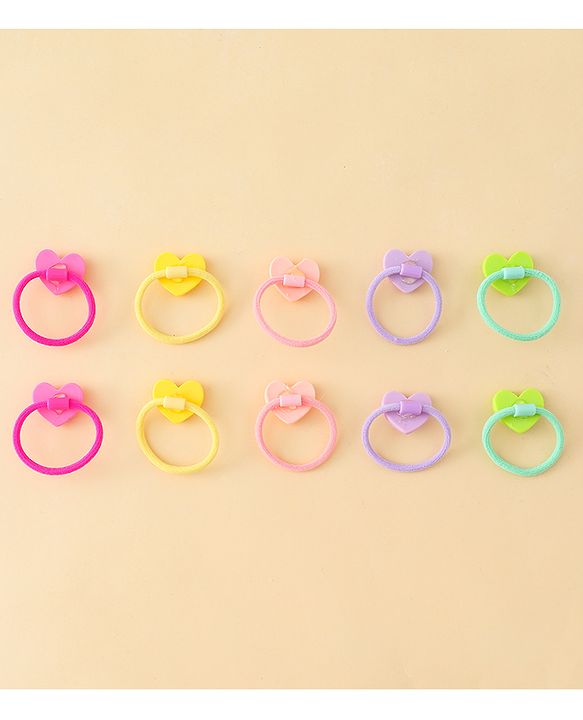 Babyhug Hair Rubber Bands  With Hearts  Applique Pack of 12 - Multicolor