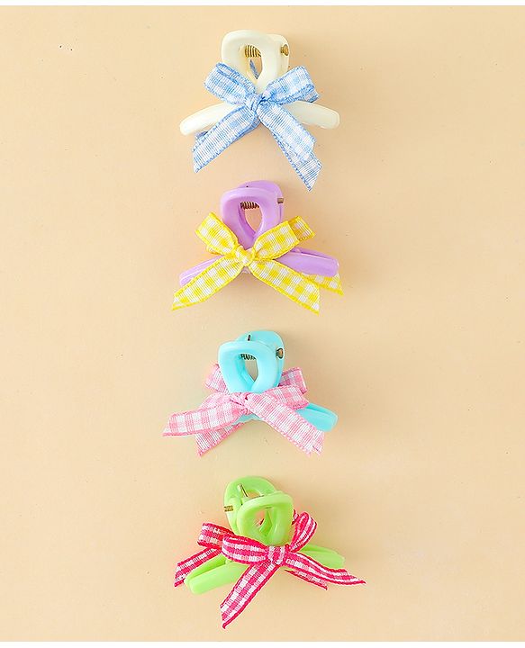 Pine Kids Hair Claw Clips With Bow Applique Pack of 4 - Multicolor