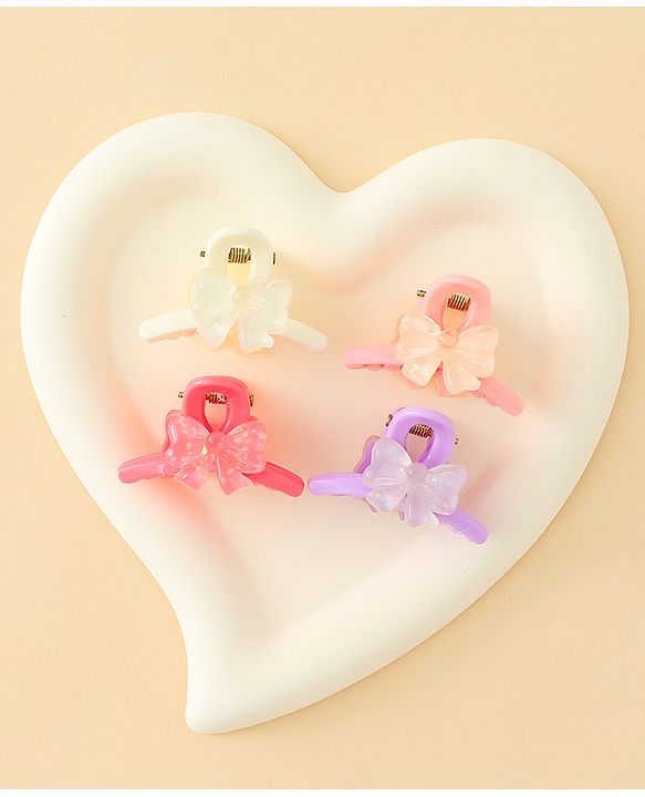 Babyhug Hair Clips with Bow Applique  Pack of 4  - Multicolor