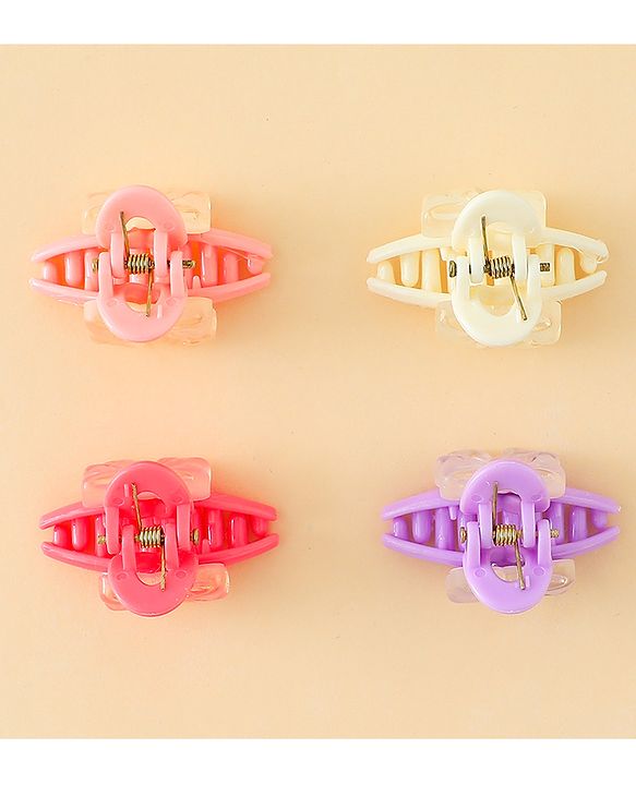 Babyhug Hair Clips with Bow Applique  Pack of 4  - Multicolor