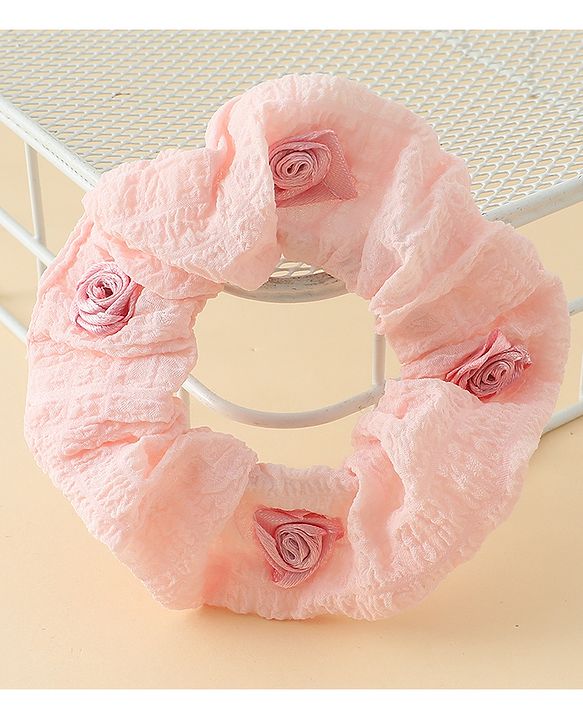 Pine Kids Rubber Bands & Scrunchies Sets  With Floral Applique Pack of 2 - Blue & Pink