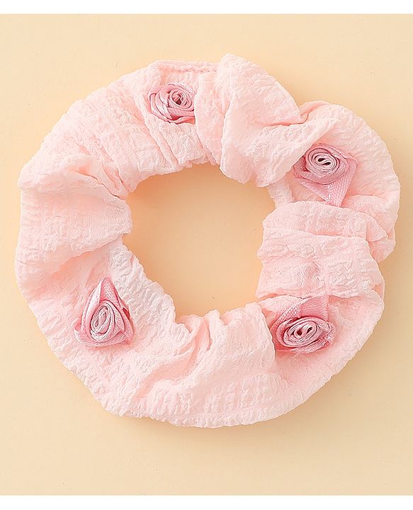 Pine Kids Rubber Bands & Scrunchies Sets  With Floral Applique Pack of 2 - Blue & Pink