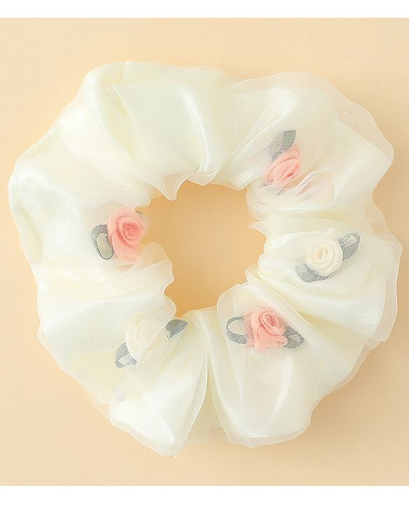 Pine Kids Scrunchie Sets With Floral Applique - Blue & White