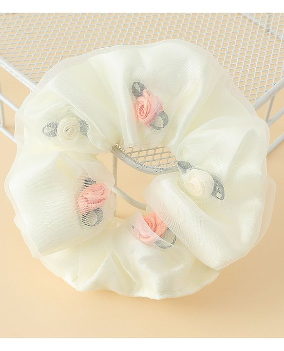 Pine Kids Scrunchie Sets With Floral Applique - Blue & White