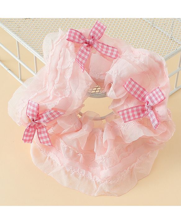 Pine Kids Rubber Bands & Scrunchies Sets With Bow Applique - White & Pink