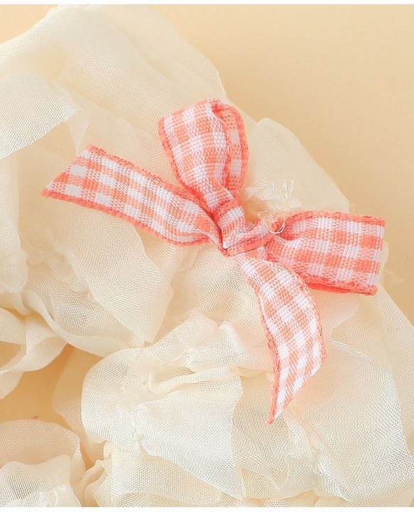 Pine Kids Rubber Bands & Scrunchies Sets With Bow Applique - White & Pink