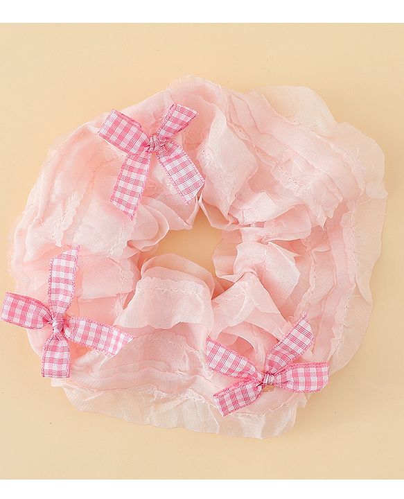 Pine Kids Rubber Bands & Scrunchies Sets With Bow Applique - White & Pink