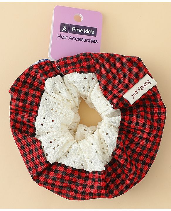 Pine Kids Rubber Bands & Scrunchies Sets With Bow Applique - Blue & Red