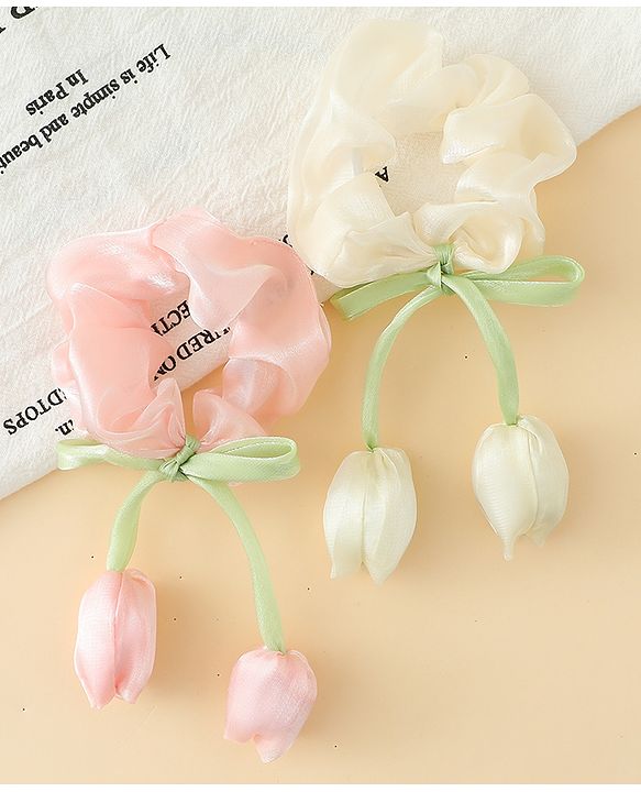 Babyhug Rubber Bands & Scrunchies Sets With Floral Applique - Multicolor