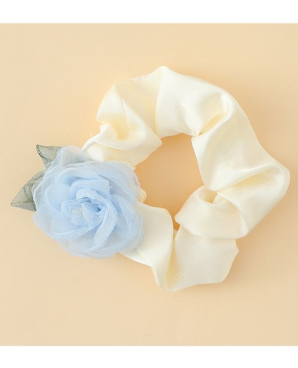 Pine Kids Rubber Bands & Scrunchies Sets With Floral Applique - Pink and Cream